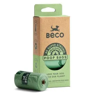 Beco Unscented Recycled Poop Bags with Handles on a roll x60 Pack North East Pet Shop