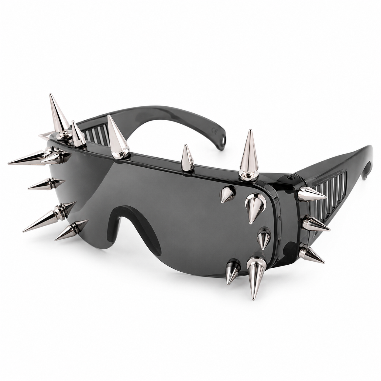 Black Punk Spike Shield Glasses