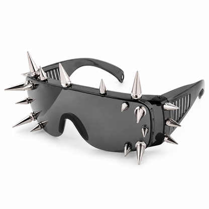 Black Punk Spike Shield Glasses