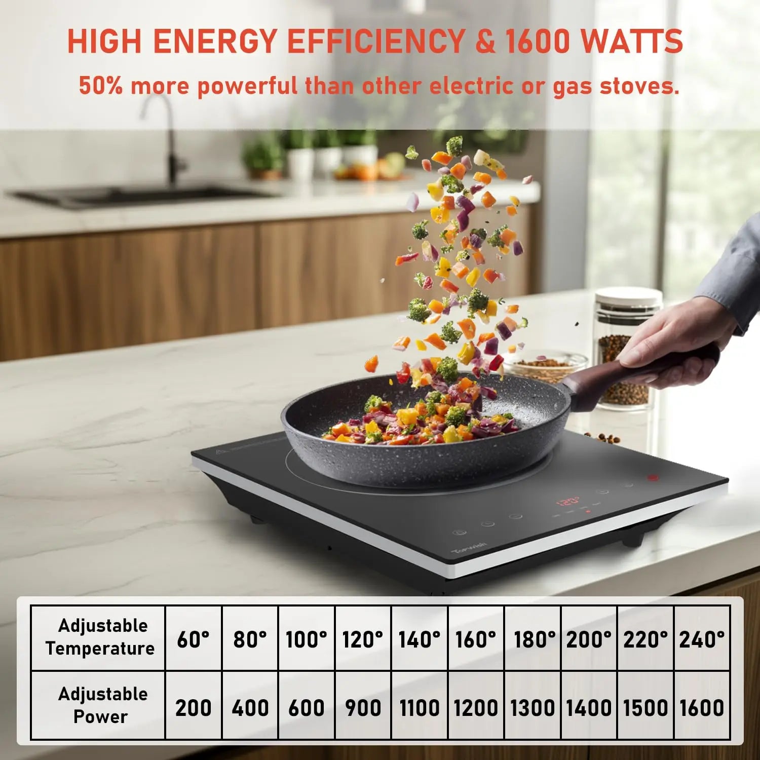 2200W Black Crystal Panel Induction Cooker Preciousvita