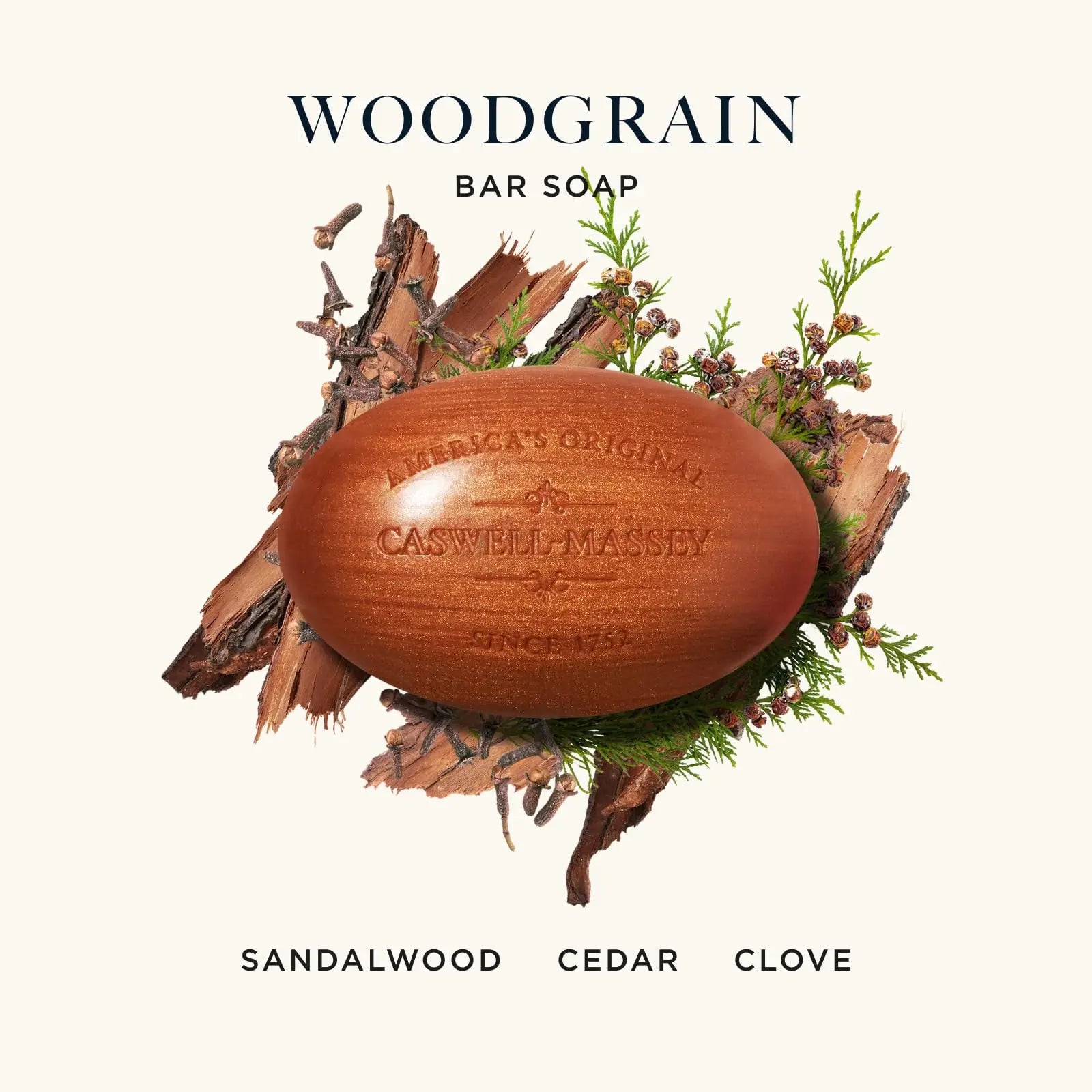 Caswell-Massey Woodgrain Sandalwood Natural Bar Soap – Moisturizing, Triple-Milled, USA Made 5.8 oz British Harmonia | Natural Makeup & Fragrance by British Harmonia UK