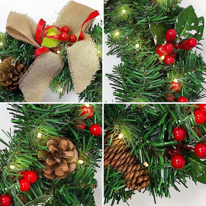 12FT Christmas Garland With Lights Door Wreath Xmas Fireplace Stairs DIY Decor elte26 Limited