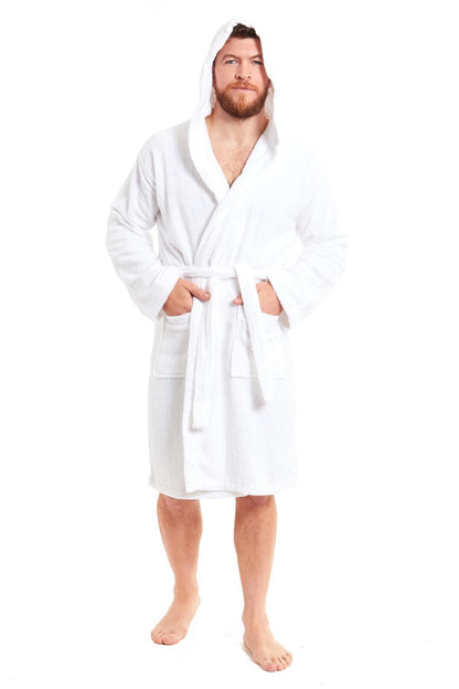 OLIVIA ROCCO Mens Luxury Bamboo Cotton Hooded Towelling Robe Ultra Soft For Home Gym