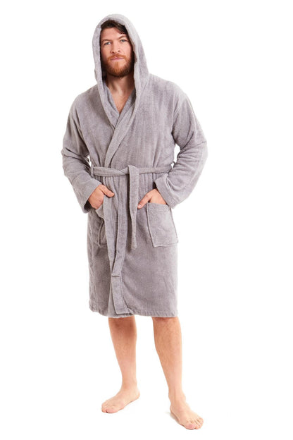 OLIVIA ROCCO Mens Luxury Bamboo Cotton Hooded Towelling Robe Ultra Soft For Home Gym