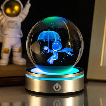 Creative 3D Inner Carving Luminous Crystal Ball Colorful Gradient Small Night Lamp Home Decorations Gifts Selection Michan Direct