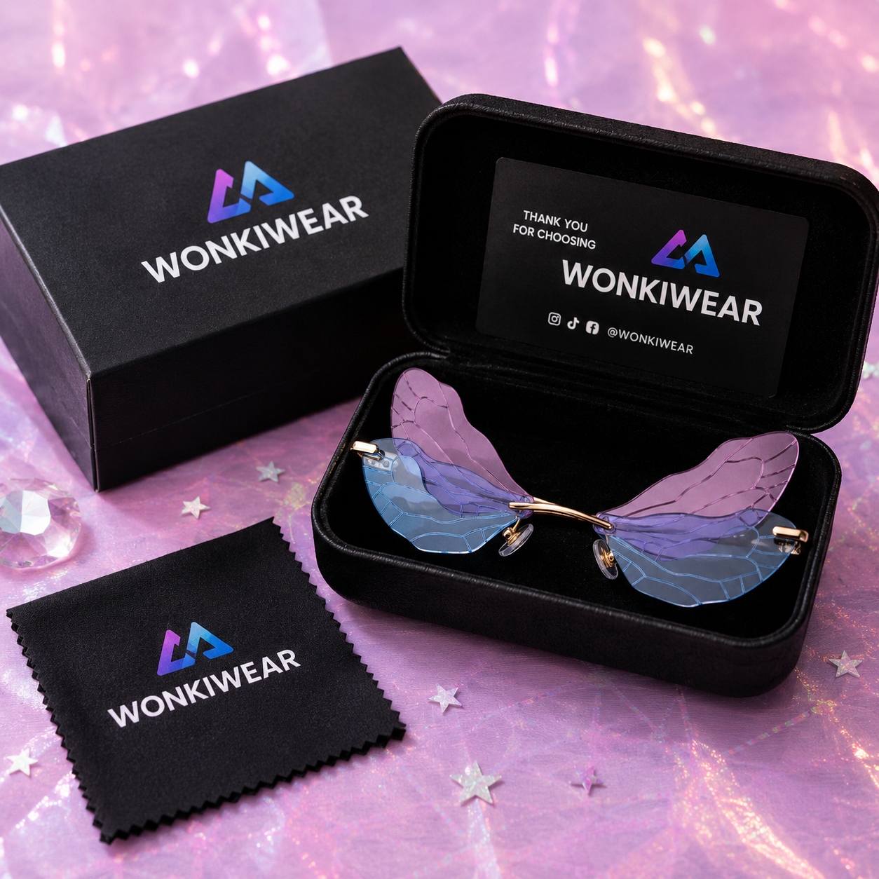 Lilac Blue Dragonfly Wing Glasses