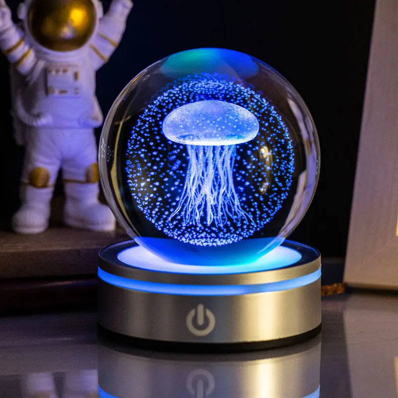 Creative 3D Inner Carving Luminous Crystal Ball Colorful Gradient Small Night Lamp Home Decorations Gifts Selection Michan Direct