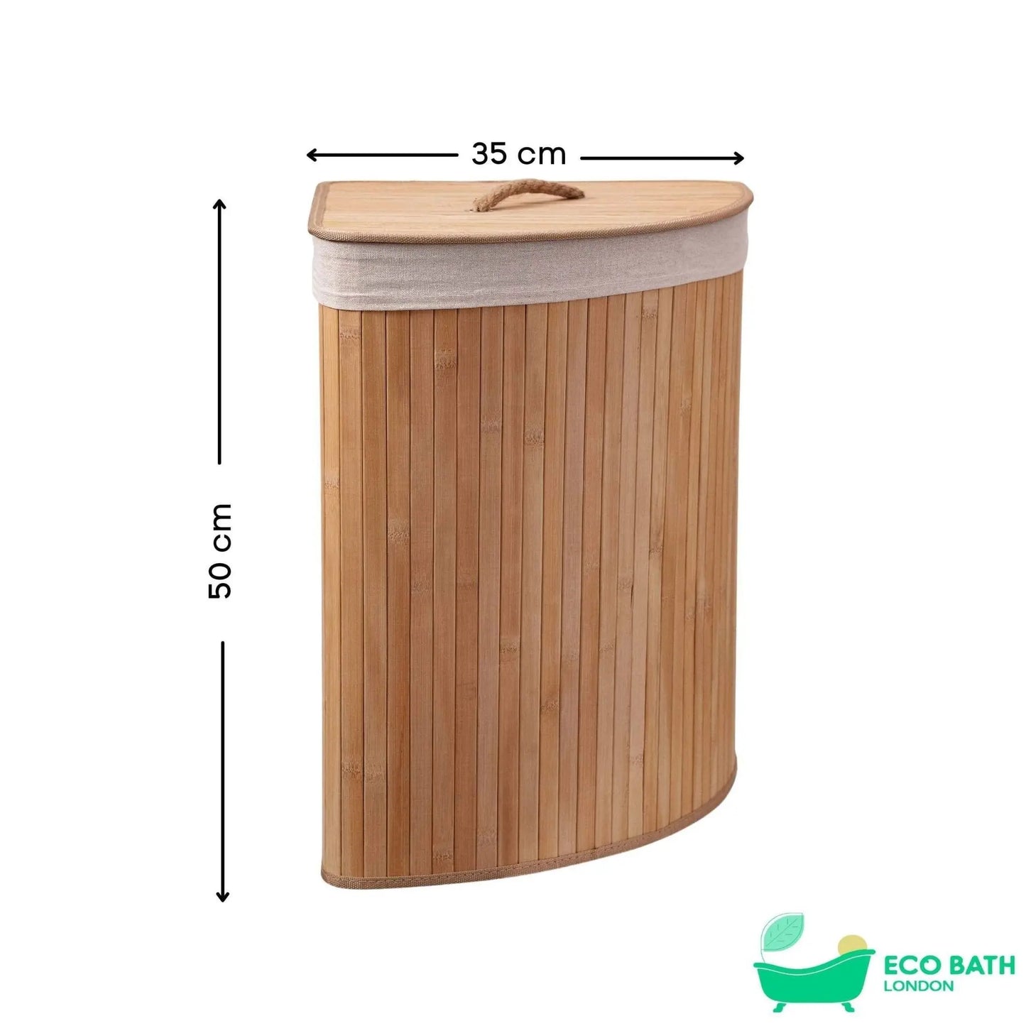 Eco Bath London Bamboo Laundry Basket with Lid and Removable Lining Eco Bath London