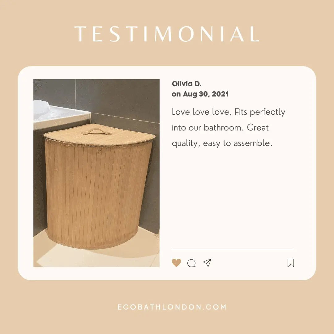 Eco Bath London Bamboo Laundry Basket with Lid and Removable Lining Eco Bath London