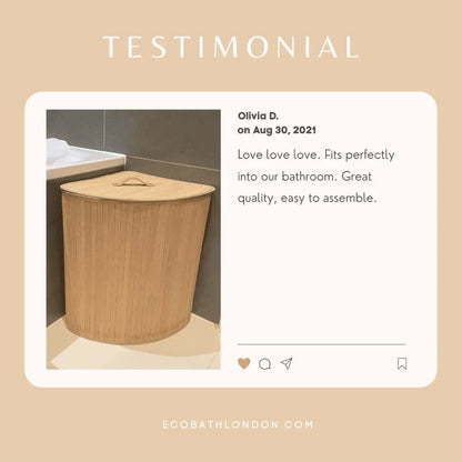 Eco Bath London Bamboo Laundry Basket with Lid and Removable Lining Eco Bath London