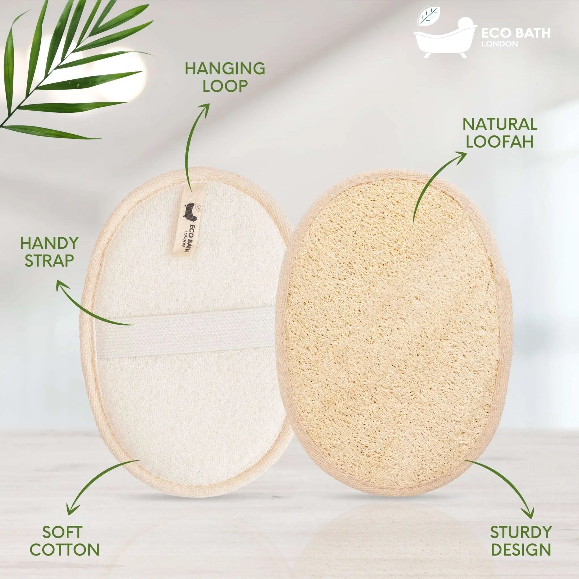Eco Bath London Natural Loofah Pad - Exfoliating Loofah Bath Sponge for Women and Men Eco Bath London