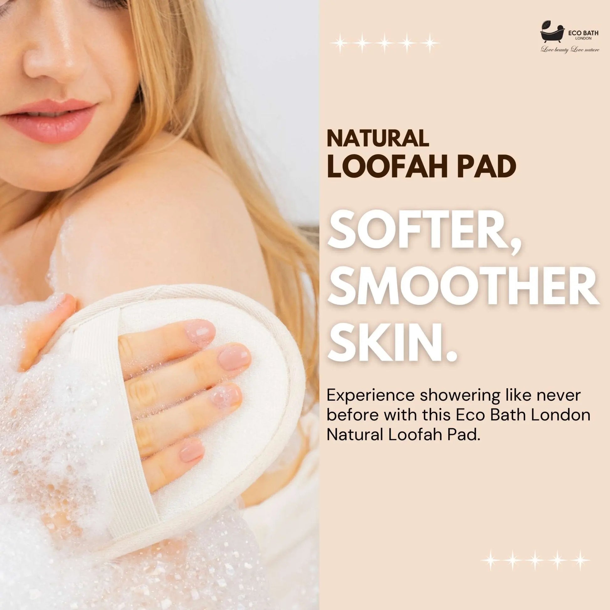 Eco Bath London Natural Loofah Pad - Exfoliating Loofah Bath Sponge for Women and Men Eco Bath London