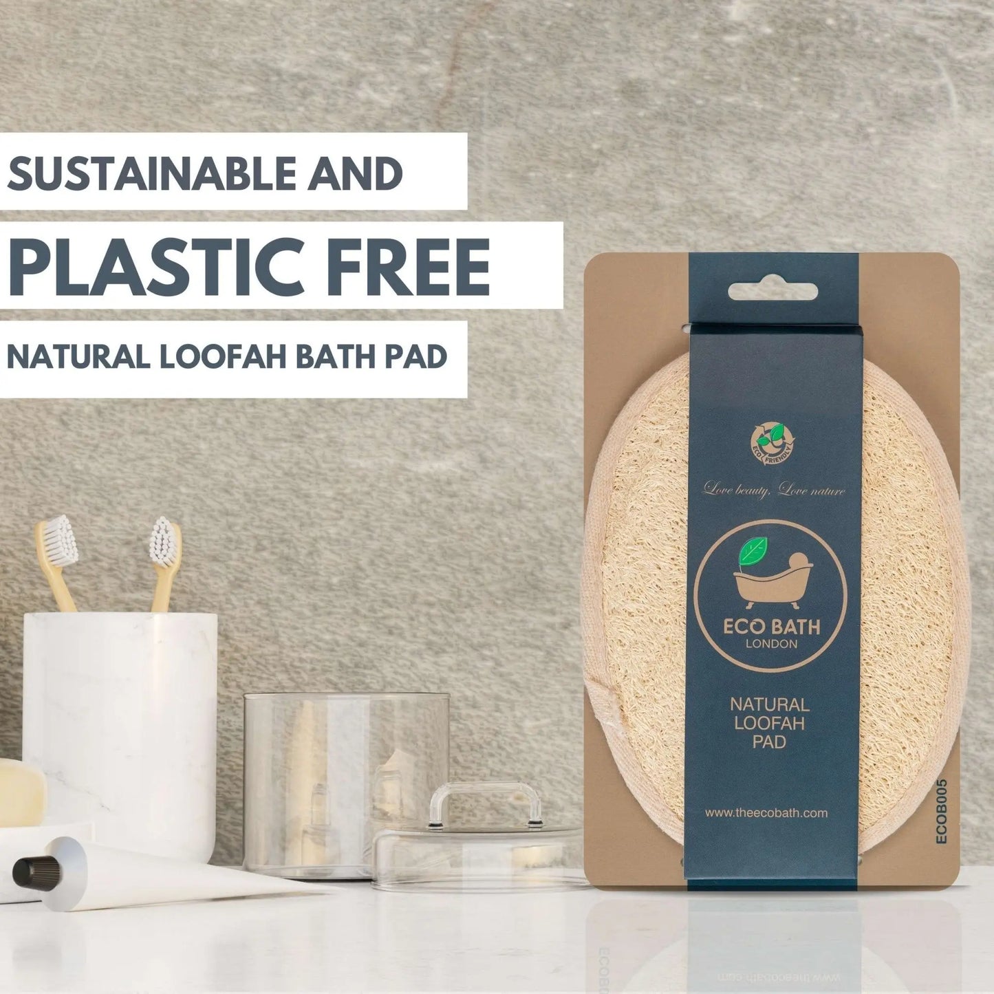 Eco Bath London Natural Loofah Pad - Exfoliating Loofah Bath Sponge for Women and Men Eco Bath London
