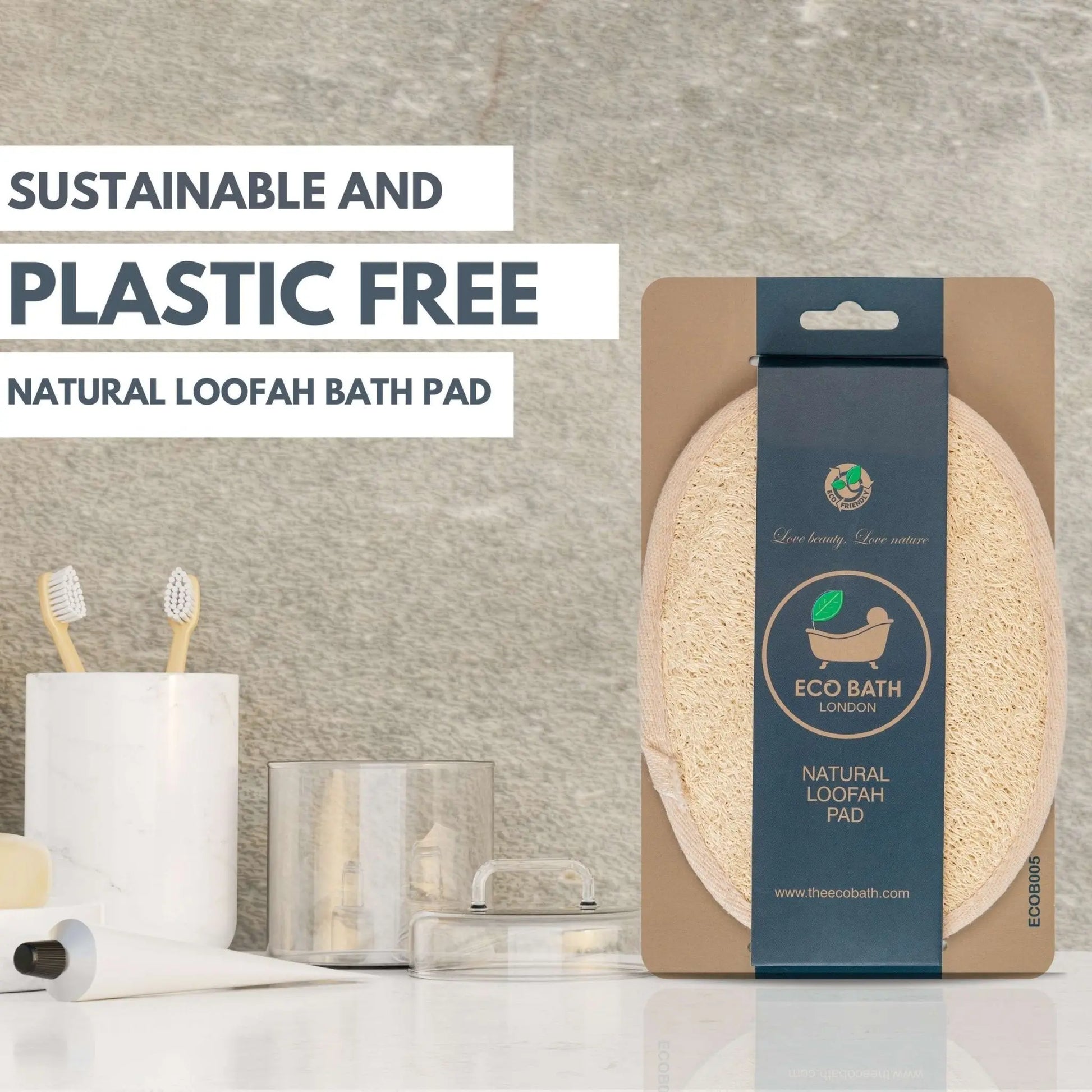 Eco Bath London Natural Loofah Pad - Exfoliating Loofah Bath Sponge for Women and Men Eco Bath London