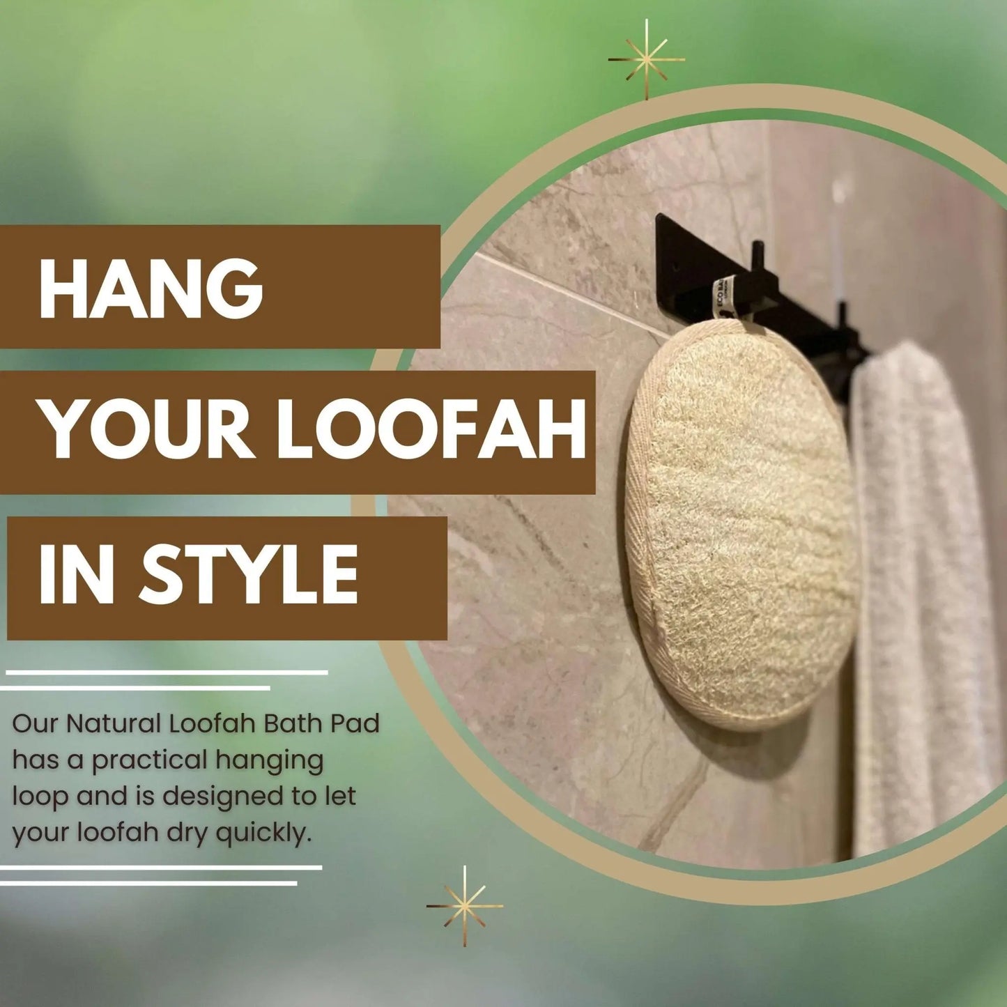 Eco Bath London Natural Loofah Pad - Exfoliating Loofah Bath Sponge for Women and Men Eco Bath London