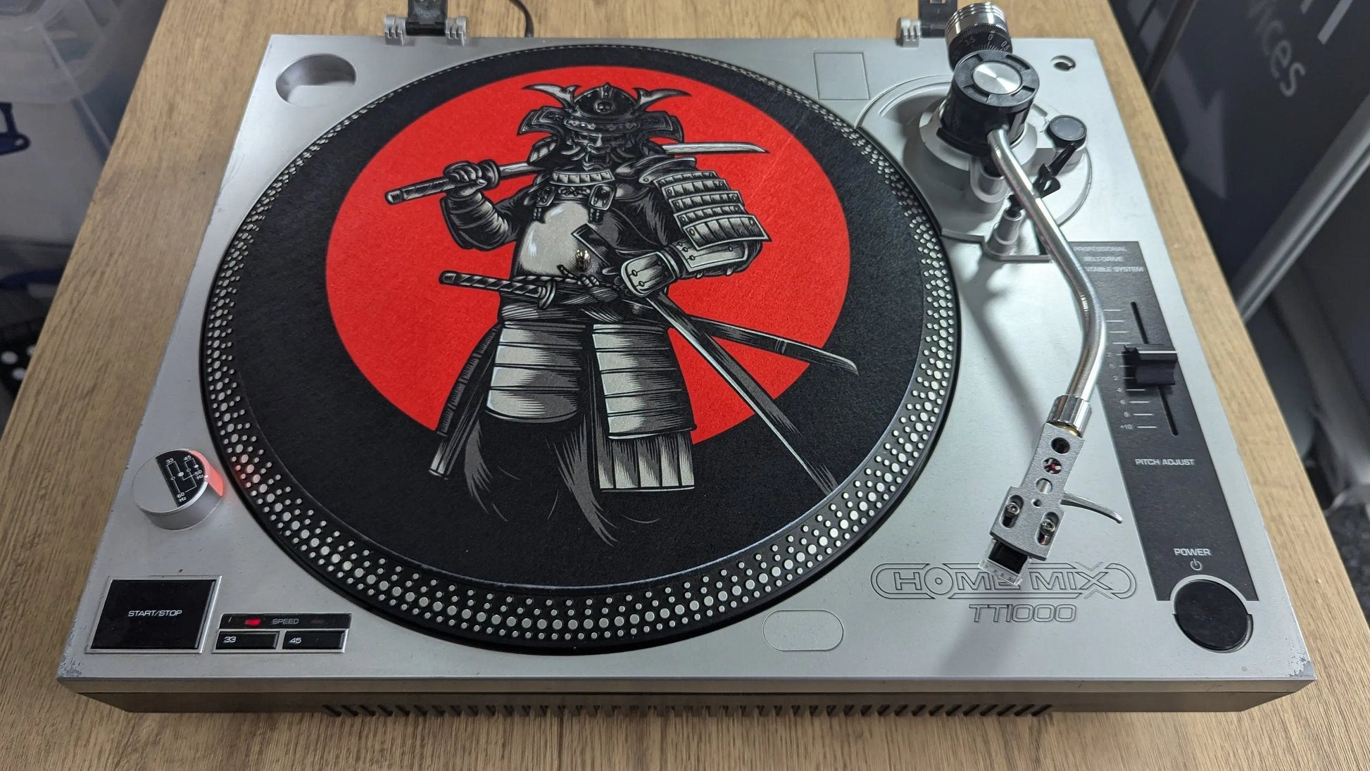 Samurai Slipmat | Japanese Warrior Tattoo Design | 7" 12" Vinyl Turntable DJ Mat ModMat