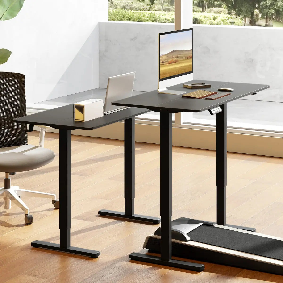 120 x 60 CM Electric Standing Computer Desk with 3 Memory Preset-Black Blue Pirate