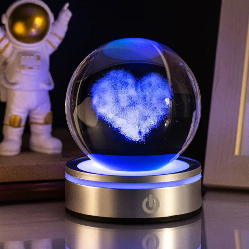 Creative 3D Inner Carving Luminous Crystal Ball Colorful Gradient Small Night Lamp Home Decorations Gifts Selection Michan Direct