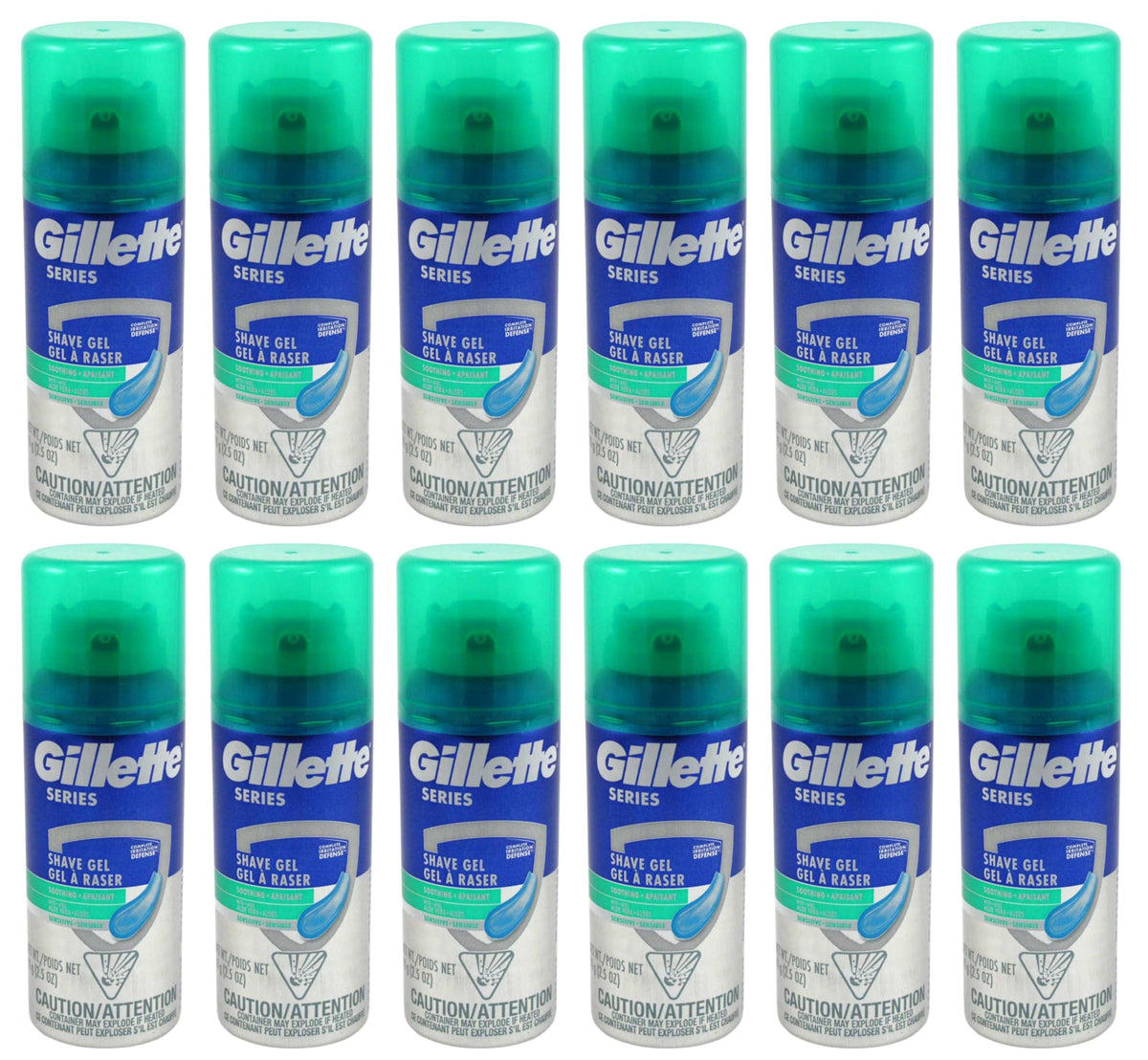 Gillette Series Shave Gel with Aloe Vera – Sensitive Skin, 2.5 oz, 12 Pack