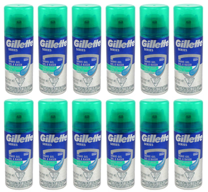 Gillette Series Shave Gel with Aloe Vera – Sensitive Skin, 2.5 oz, 12 Pack