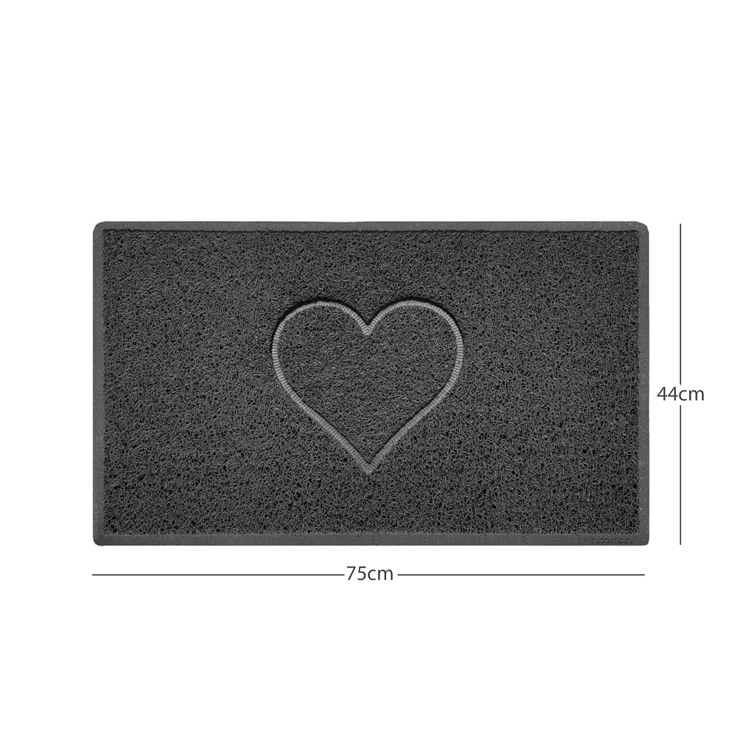 "Heart" Embossed Loofah Textured Spaghetti Door Mat Nicoman.co.uk