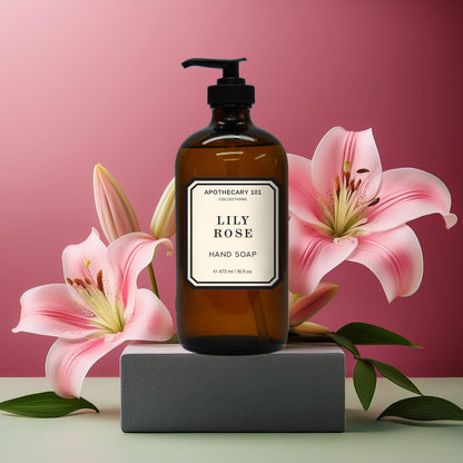 Apothecary 101 Hand Soap Set – 4 Scents in Amber Glass, 16 oz | Home & Body Company