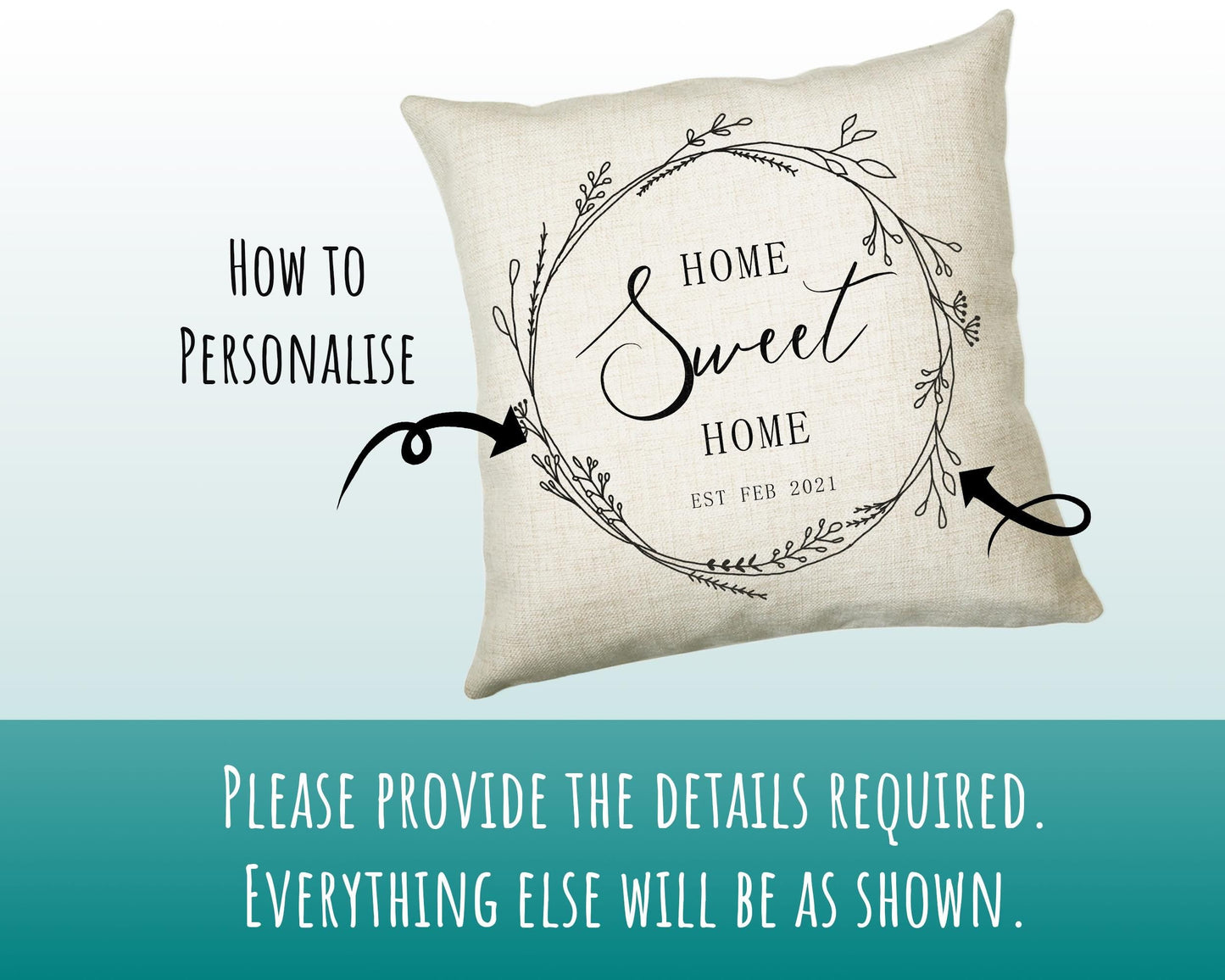 Personalised New Home Décor Cushion House Gift Design For First Home Buyers Family Home Gift CS227