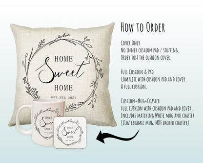 Personalised New Home Décor Cushion House Gift Design For First Home Buyers Family Home Gift CS227