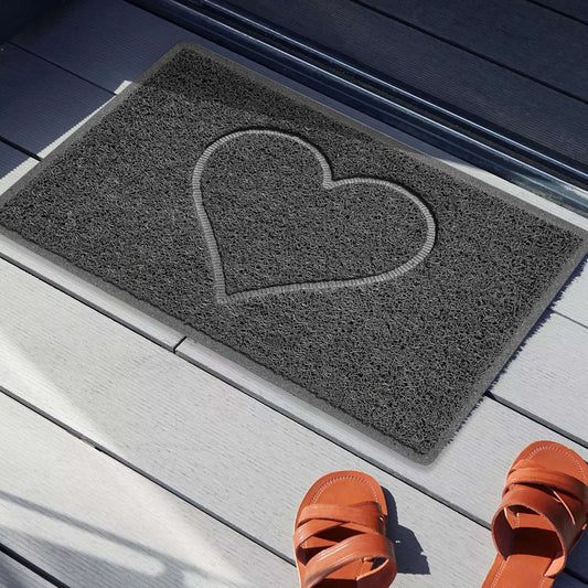 "Heart" Embossed Loofah Textured Spaghetti Door Mat Nicoman.co.uk