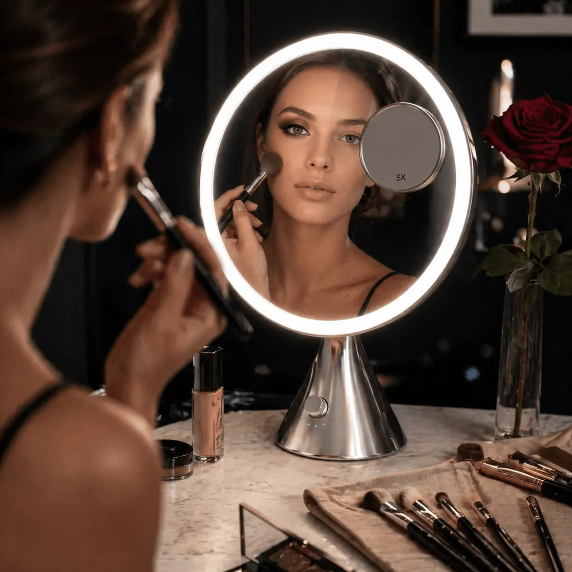LumiGlam Pro Cosmetic Vanity Mirror in Chrome hollywood mirrors