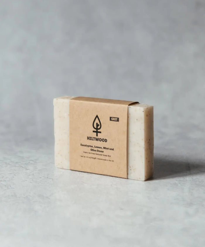 Eucalyptus Lemon Mint and Olive Stone Natural Soap Bar (With Grit) Hiltwood