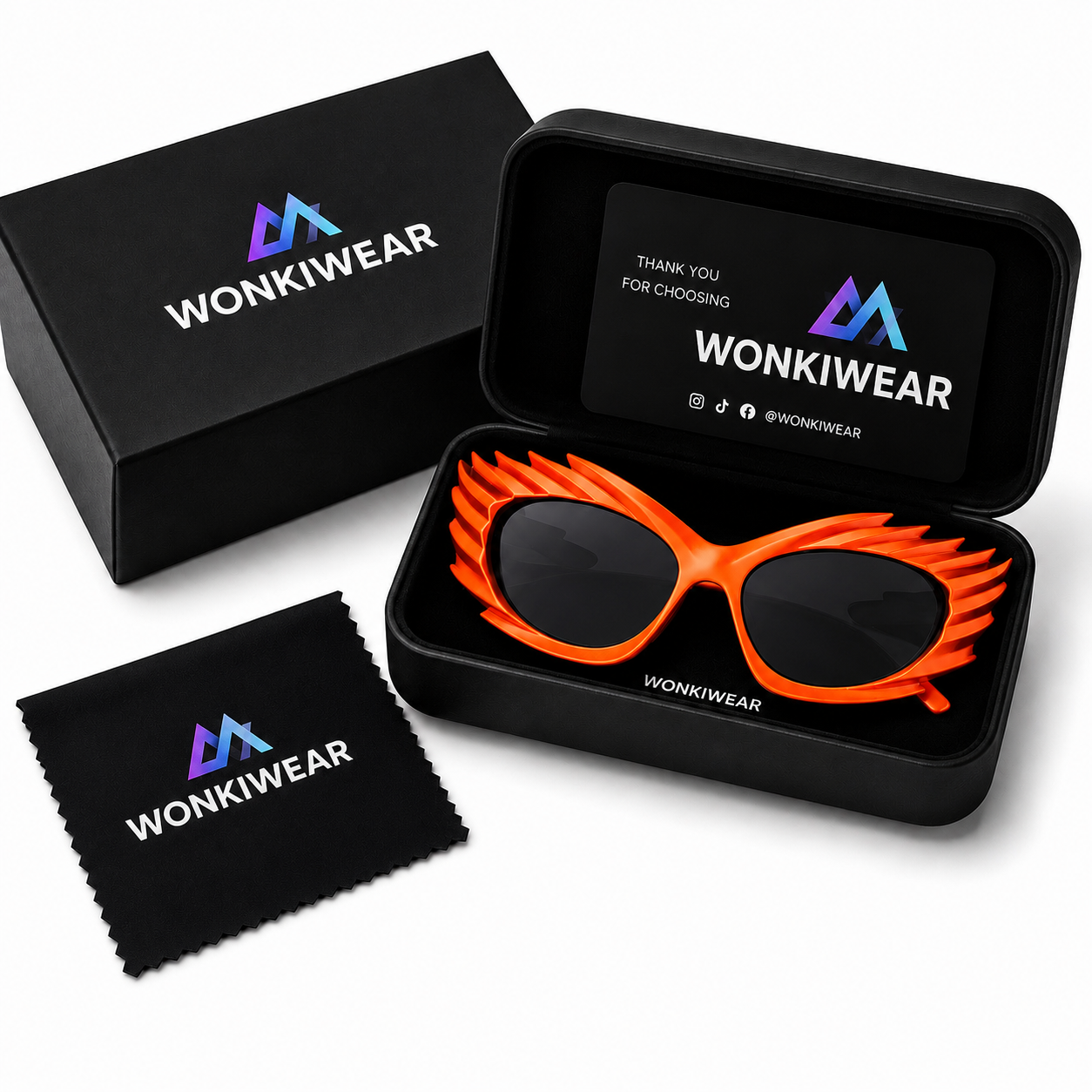 Orange Spiked Cyber Glasses