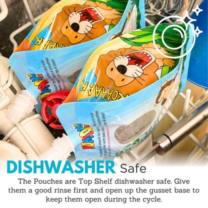 Nom Nom Kids Reusable Food Pouches 140ml Animal Pouches 4 Pack