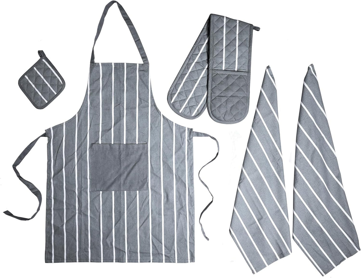 OLIVIA ROCCO Kitchen Sets With Apron Double Oven Gloves Towel Set Oven Mitts Pot Holder