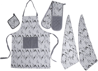 OLIVIA ROCCO Kitchen Sets With Apron Double Oven Gloves Towel Set Oven Mitts Pot Holder