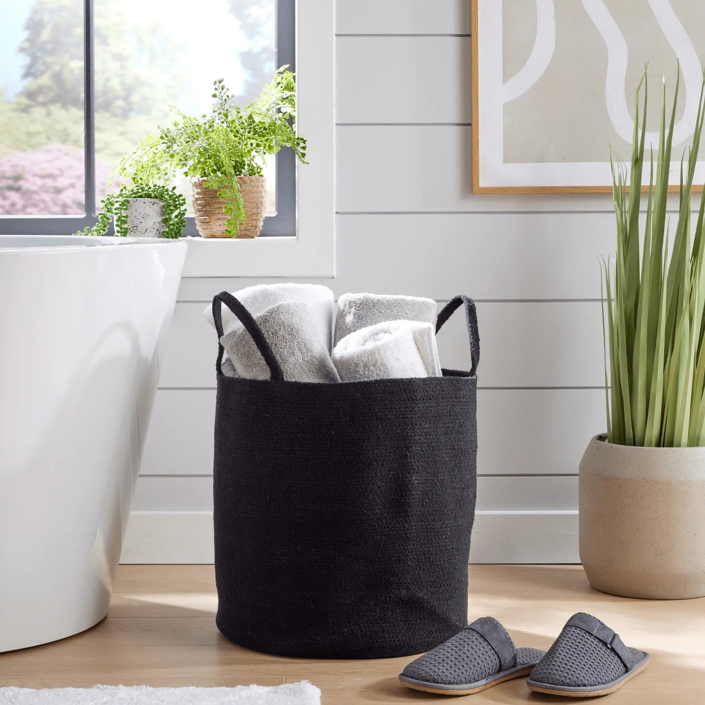 OLIVIA ROCCO Large Woven Cotton Laundry Basket With Handles Durable Rope Storage Bin OLIVIA ROCCO