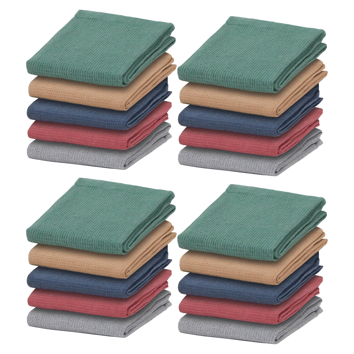 OLIVIA ROCCO 20 Pack Tea Towel Set Waffle Weave 100% Cotton Absorbent Durable Kitchen