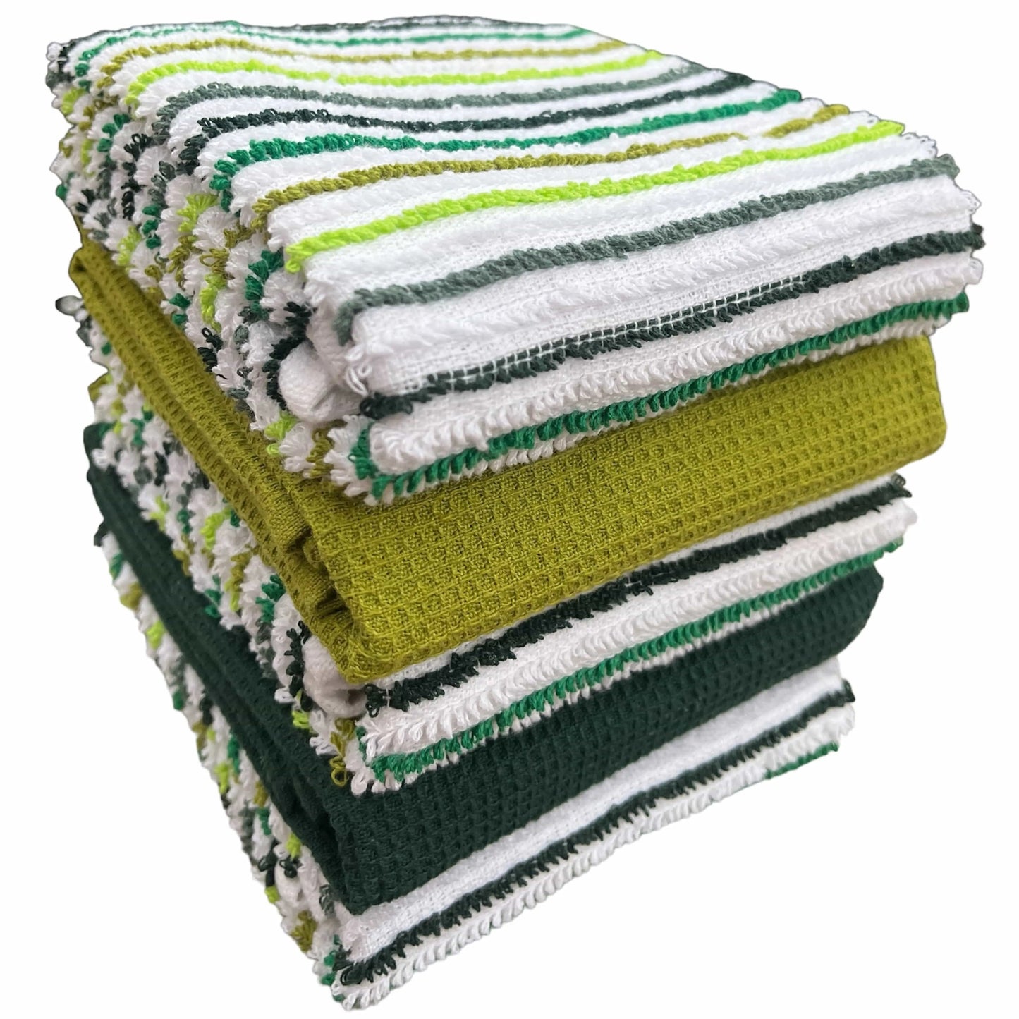 OLIVIA ROCCO 5 Pack Cotton Kitchen Tea Towels Striped Ribbed Waffle 45cm x 65cm Quick Dry OLIVIA ROCCO