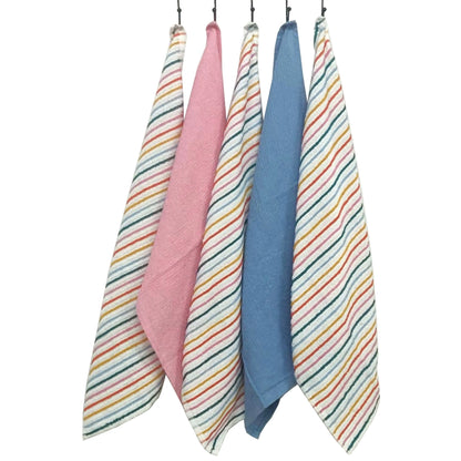 OLIVIA ROCCO 5 Pack Cotton Kitchen Tea Towels Striped Ribbed Waffle 45cm x 65cm Quick Dry OLIVIA ROCCO