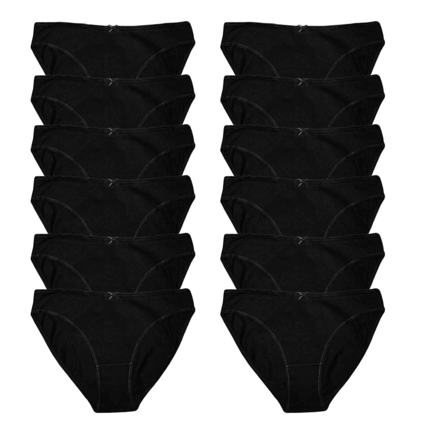 Daisy Dreamer 12 Pack Women 100% Cotton High Leg Bikini Briefs With Stretch Waistband Sock Stack