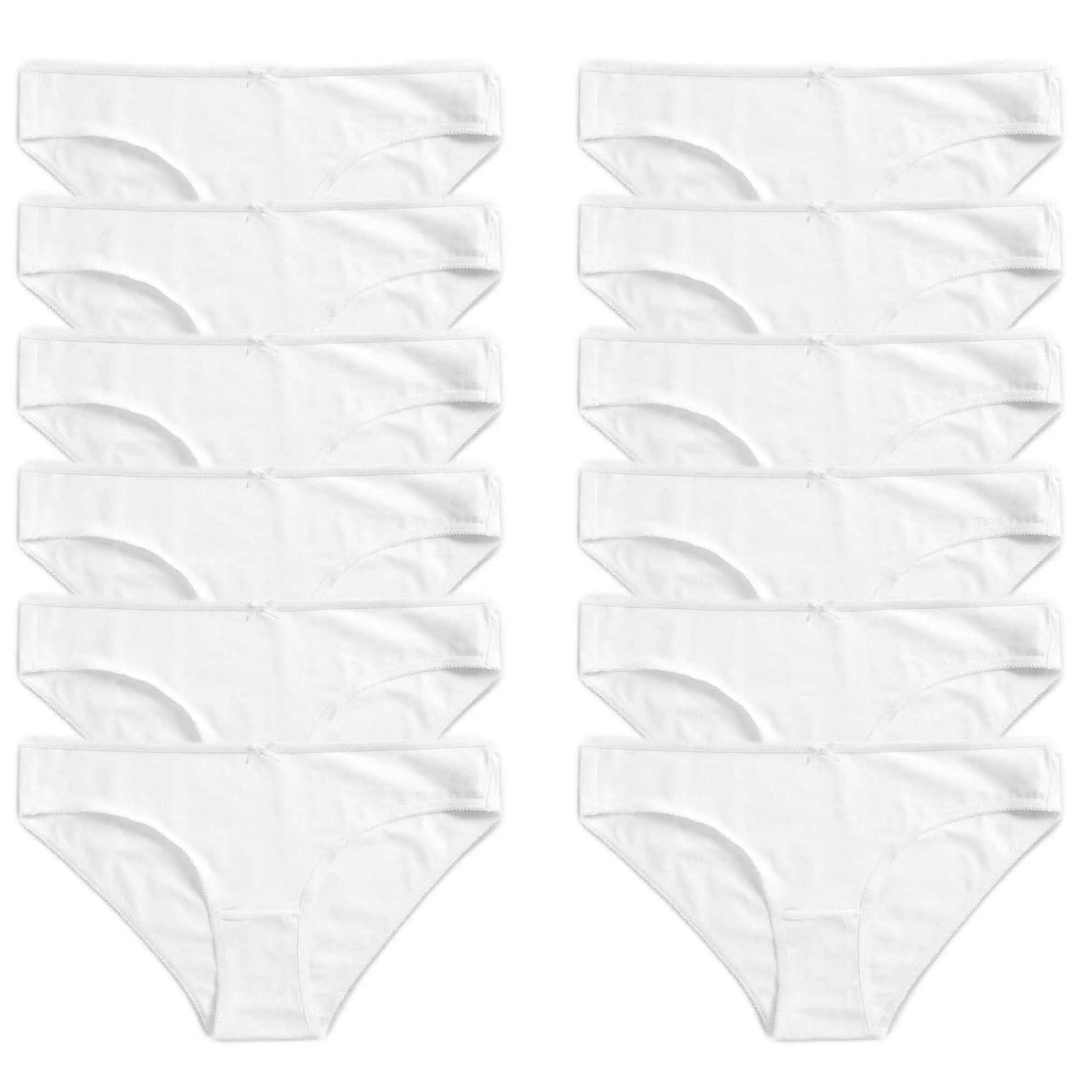 Daisy Dreamer 12 Pack Women 100% Cotton High Leg Bikini Briefs With Stretch Waistband Sock Stack