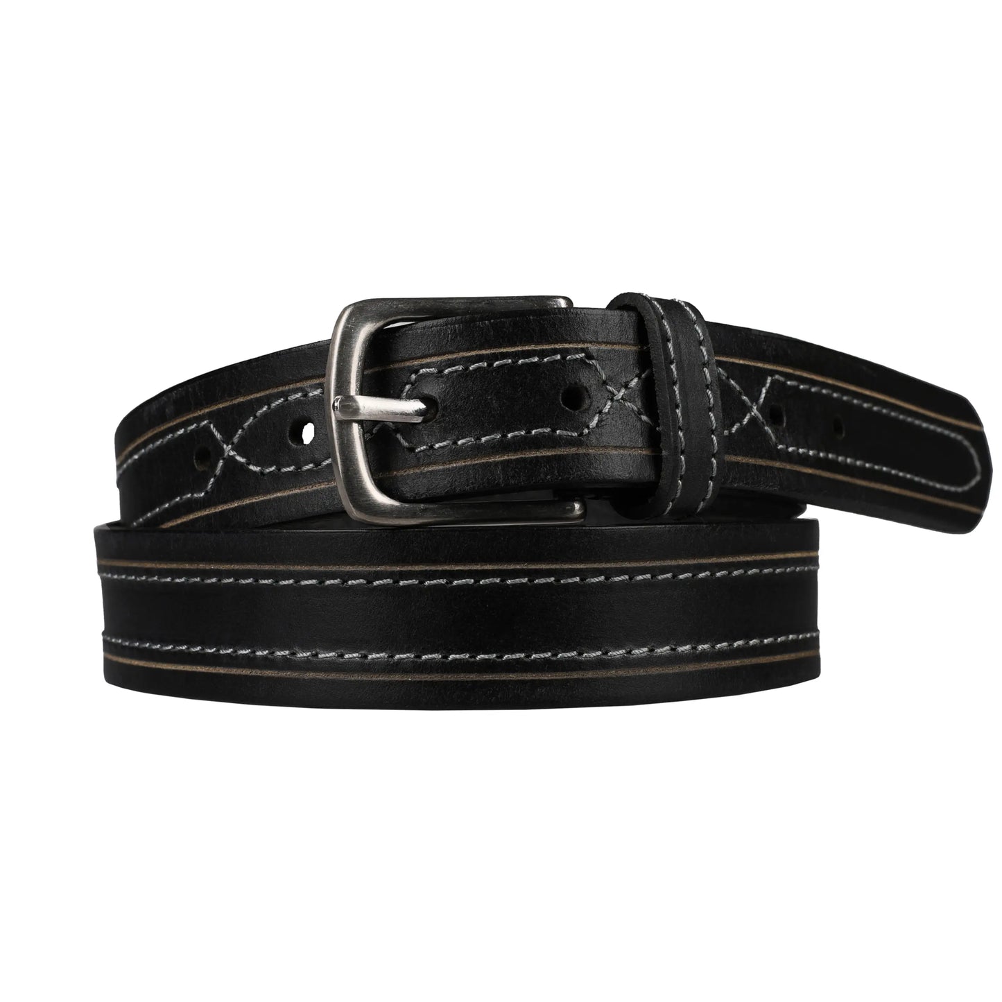 Outback 1.25" Wide Contrast Stitch Full Grain Leather Belt ButtonFresh.co.uk
