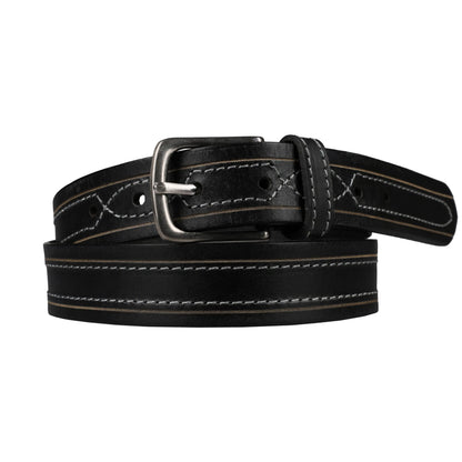 Outback 1.25" Wide Contrast Stitch Full Grain Leather Belt ButtonFresh.co.uk