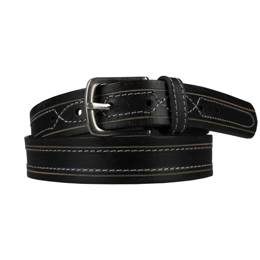 Outback 1.25" Wide Contrast Stitch Full Grain Leather Belt ButtonFresh.co.uk