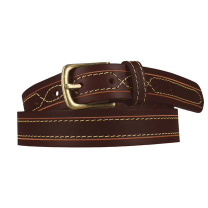 Outback 1.25" Wide Contrast Stitch Full Grain Leather Belt ButtonFresh.co.uk