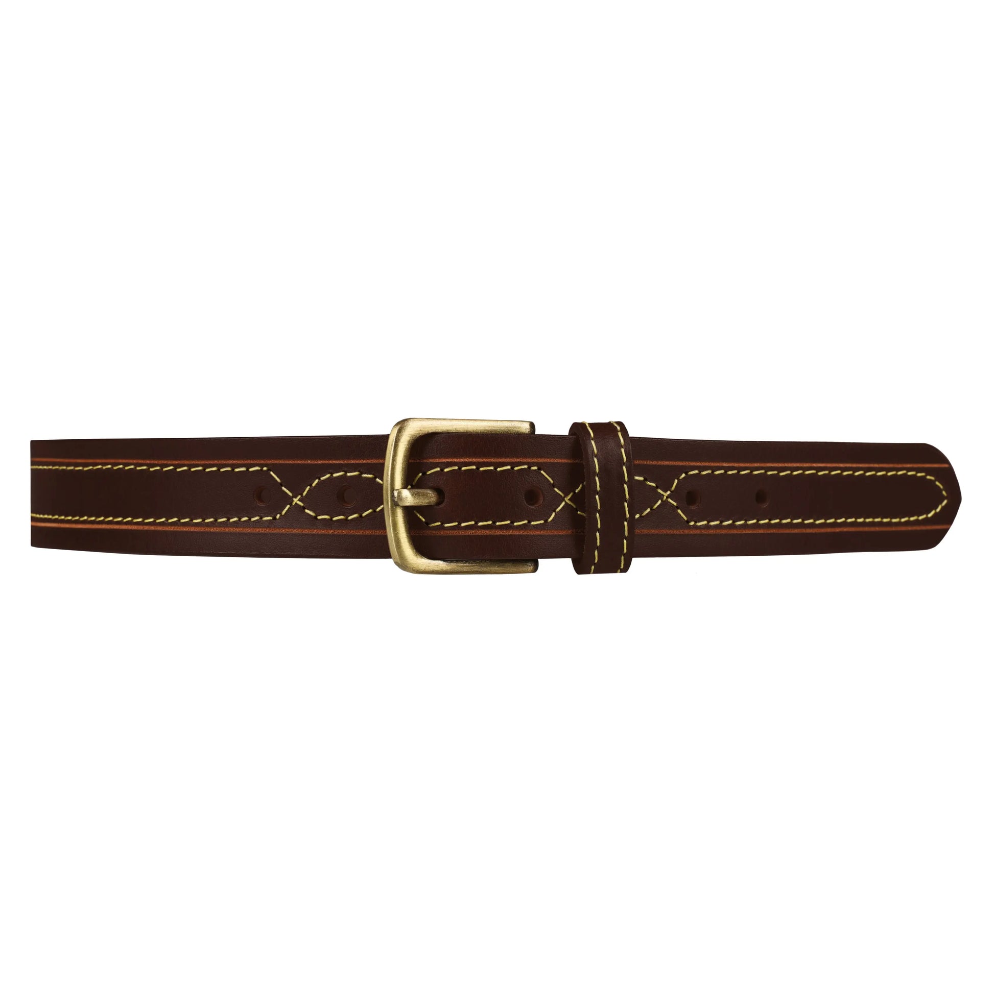 Outback 1.25" Wide Contrast Stitch Full Grain Leather Belt ButtonFresh.co.uk