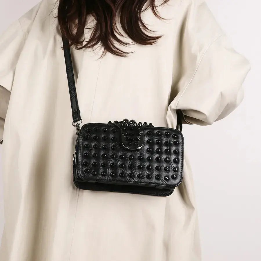 Trendy Rivet Embellished Ladies Crossbody Bag New Style Single Shoulder Bag Fashionable Clutch Small Square Bag For Women WholesaleHQ