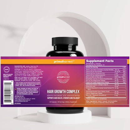 Primal Harvest Hair Growth Vitamins – 60 Capsules with Biotin, Zinc & Type II Collagen British Harmonia | Natural Makeup & Fragrance by British Harmonia UK
