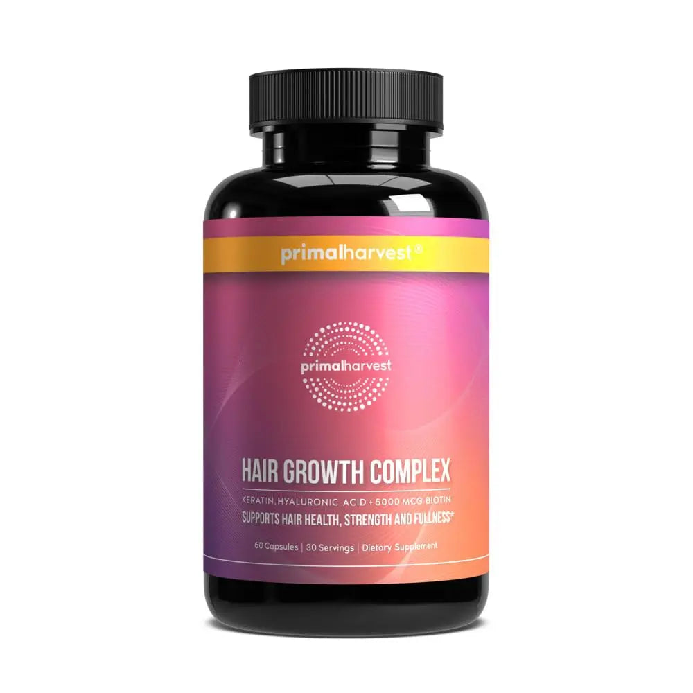 Primal Harvest Hair Growth Vitamins – 60 Capsules with Biotin, Zinc & Type II Collagen British Harmonia | Natural Makeup & Fragrance by British Harmonia UK