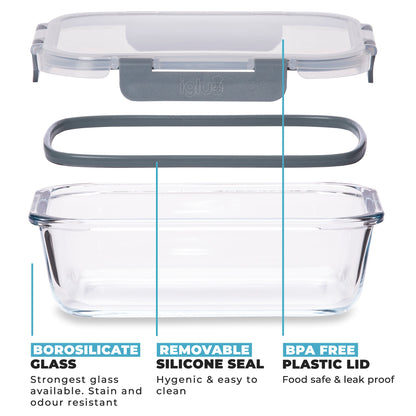 Glass Food Storage Containers with Airtight Lids - 1050ml - 5 PACK